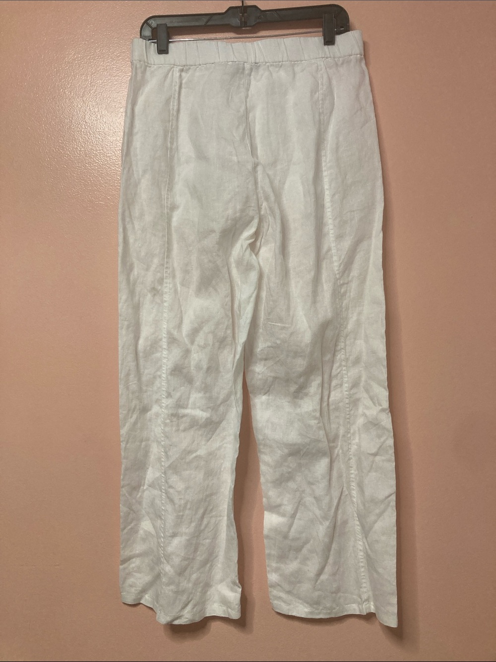 Eileen Fisher Womens Size S White Organic Linen Wide-Leg Trouser Pants - Picture 5 of 16